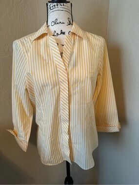 Taylor Investments Gold Label Women’s Yellow & White Striped Blouse 12P